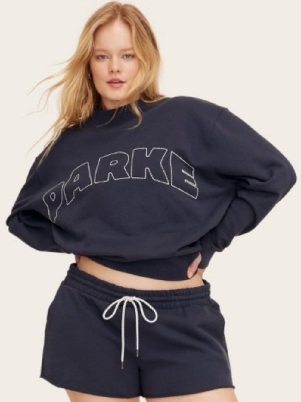 PARKE mock neck Navy Sweatshirt